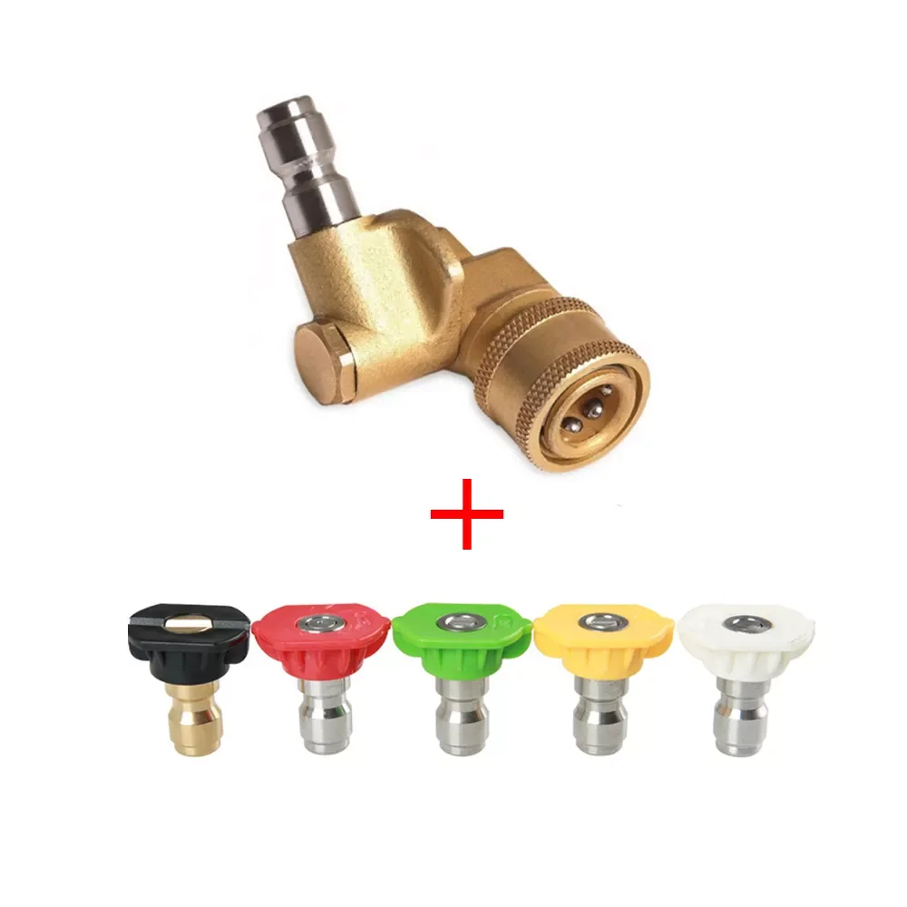 Quick Connect Rotary Coupler Adjustable Adapter with 5 Spray Nozzles Copper Connection for High Pressure Car Washer