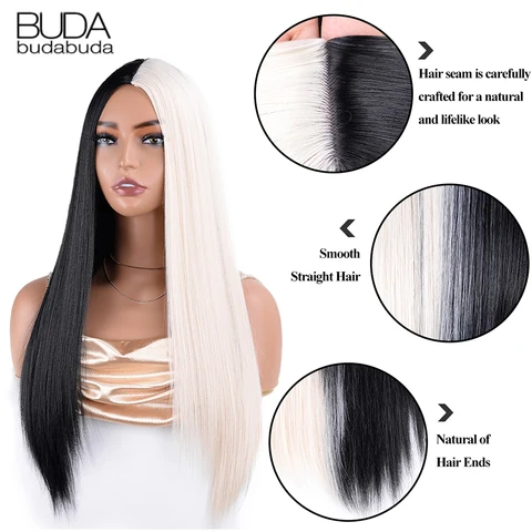 Синтетический двухцветный парик BUDABUDABUDA 28 дюймов