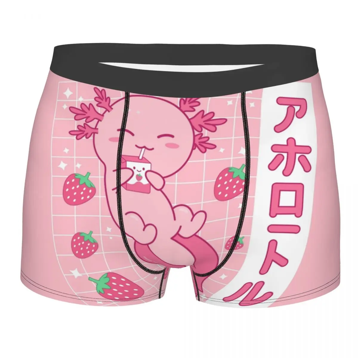 

Cute Pink Kawaii Anime Axolotl Japanese Strawberry Milk Retro 90s Boxer Shorts Men 3D Print Male Soft Underwear Panties Briefs