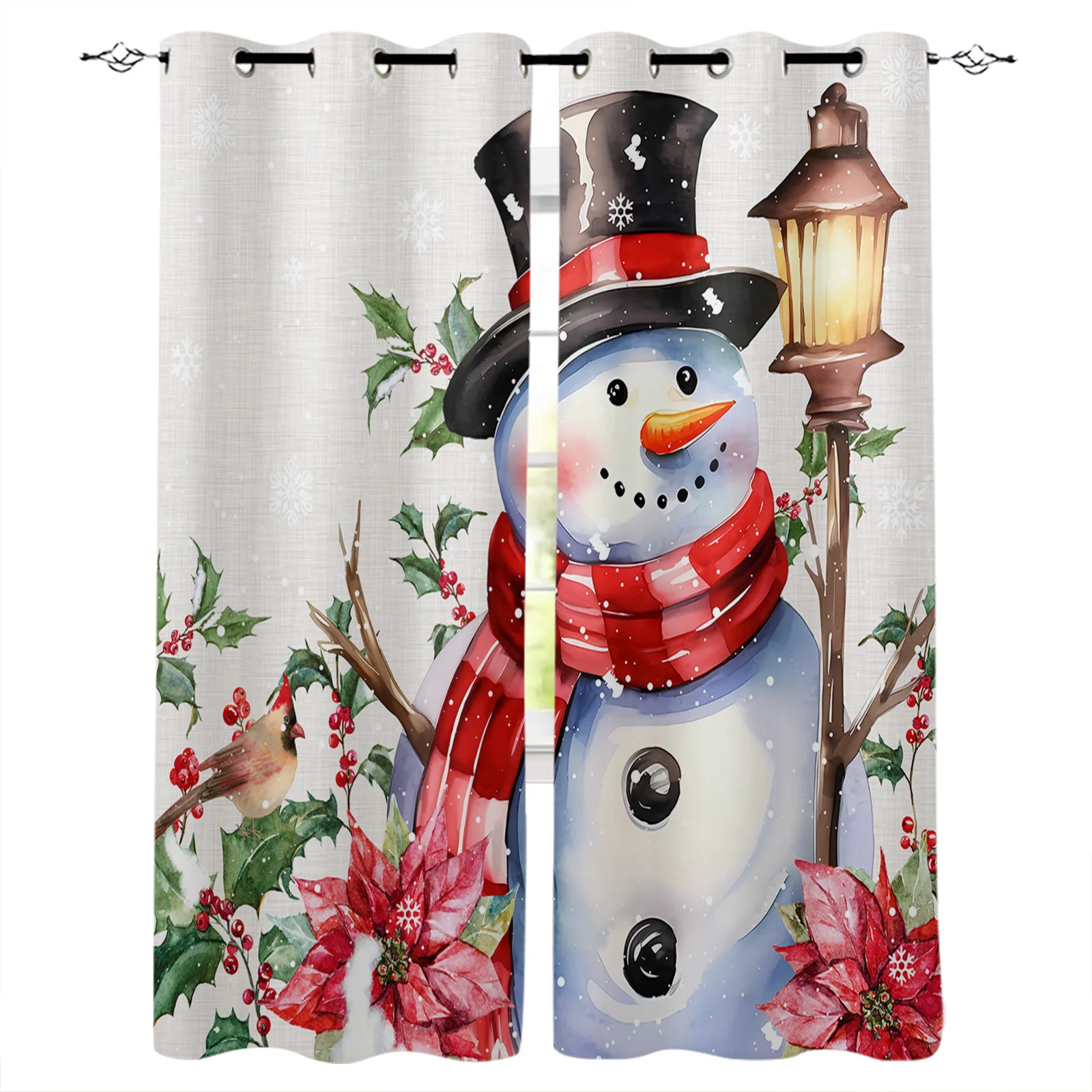 

Рождественские современные фотообои с изображением снеговика для гостиной, девушки, мальчика, спальни, кухни, длинные Оконные Занавески