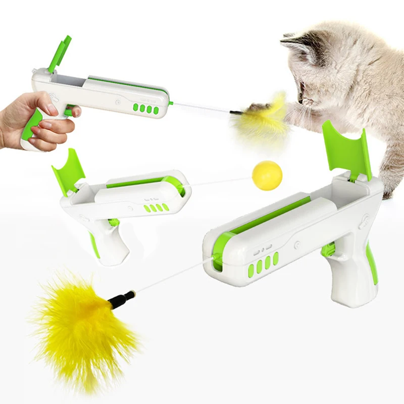 Забавная игрушка для кошек пусковое устройство в форме пистолета перо или шар