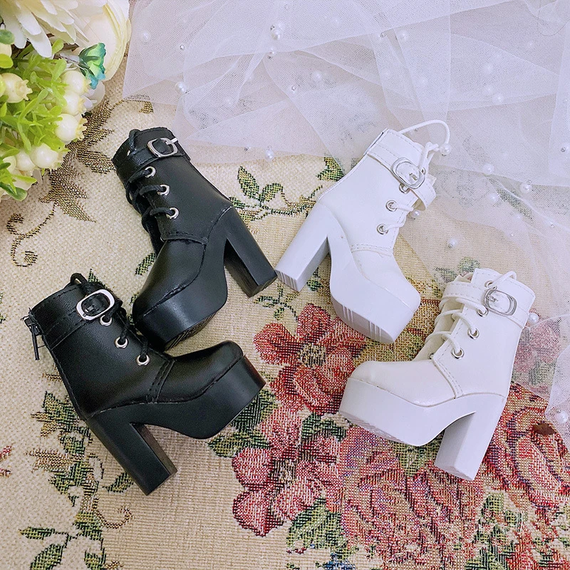Туфли 7 5 см 1/3 BJD модные черные и белые туфли из искусственной кожи на плоской