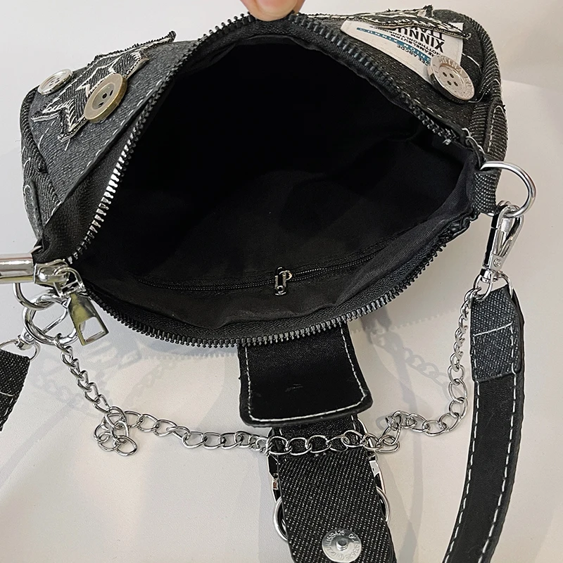 Y2k Модная Джинсовая Сумка На Плечо Для Женщин С Одним Ремешком В Стиле Панк