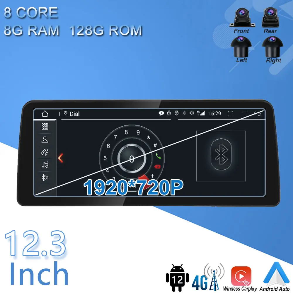 

Автомобильный плеер 12,3 дюймов Android 12, мультимедийный IPS экран 1920*720P для BMW серии 5 E60 E61 система CCC CIC