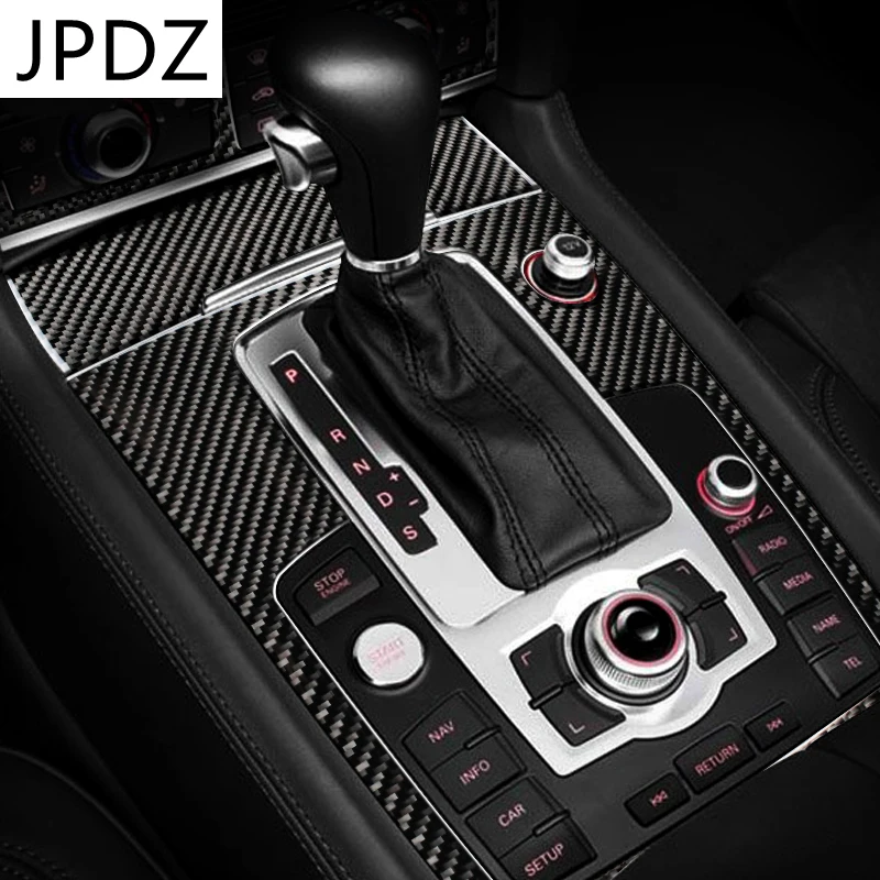 

Автомобильные аксессуары из углеродного волокна для Audi Q7 2008-15, панель кнопки переключения передач, Декоративная полоса, крышка, наклейка дл...
