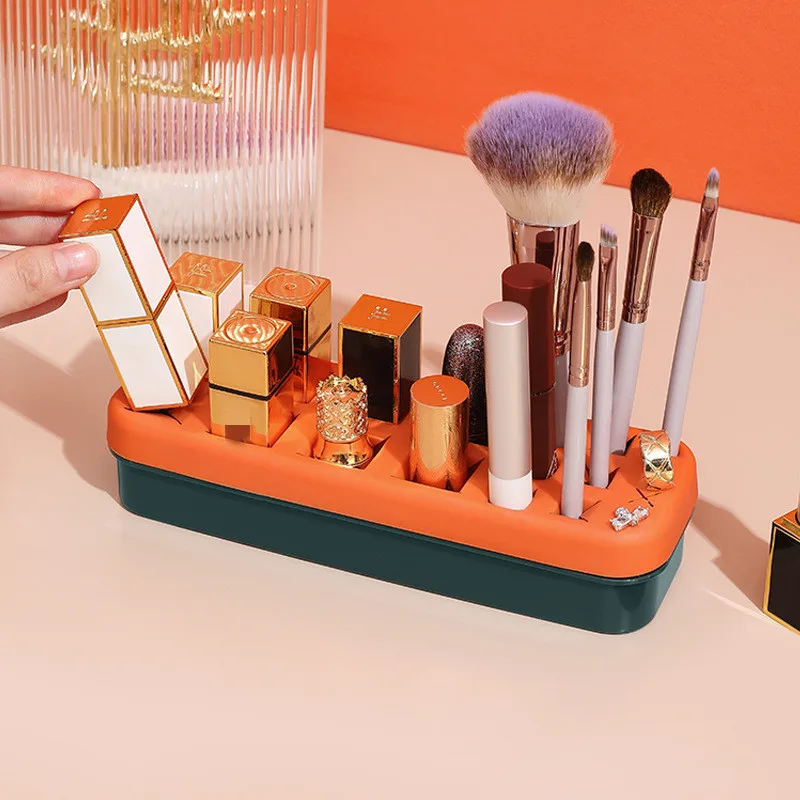 

Silicone Cosmetic Organizer Lipstick Holder Nail Polish Organizer Makeup Brush Holders Cosmetic Display Box for Lipstick
