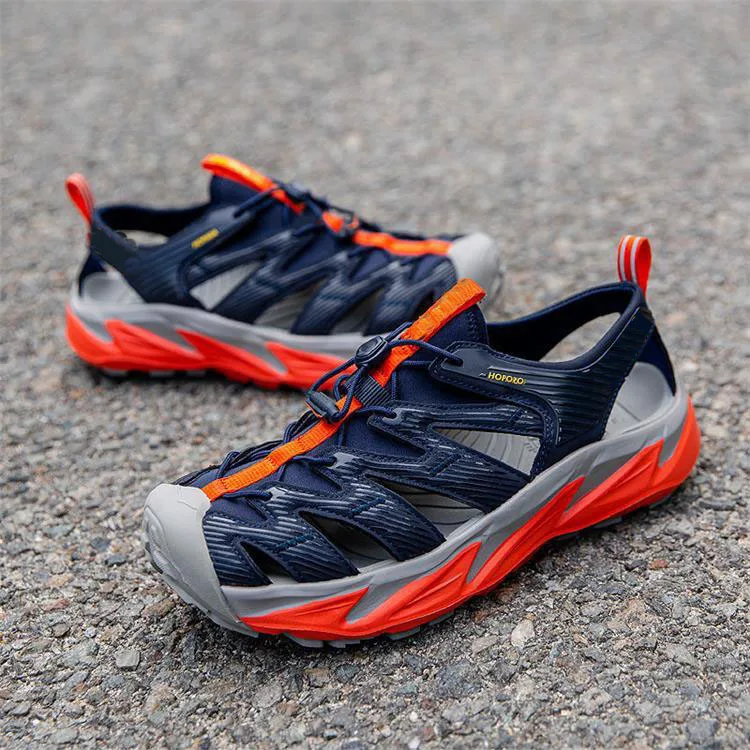 Men`s soft shockproof thick sole anti-slip hiking sandals mens outdoor breathable height increasing beach trekking sandals