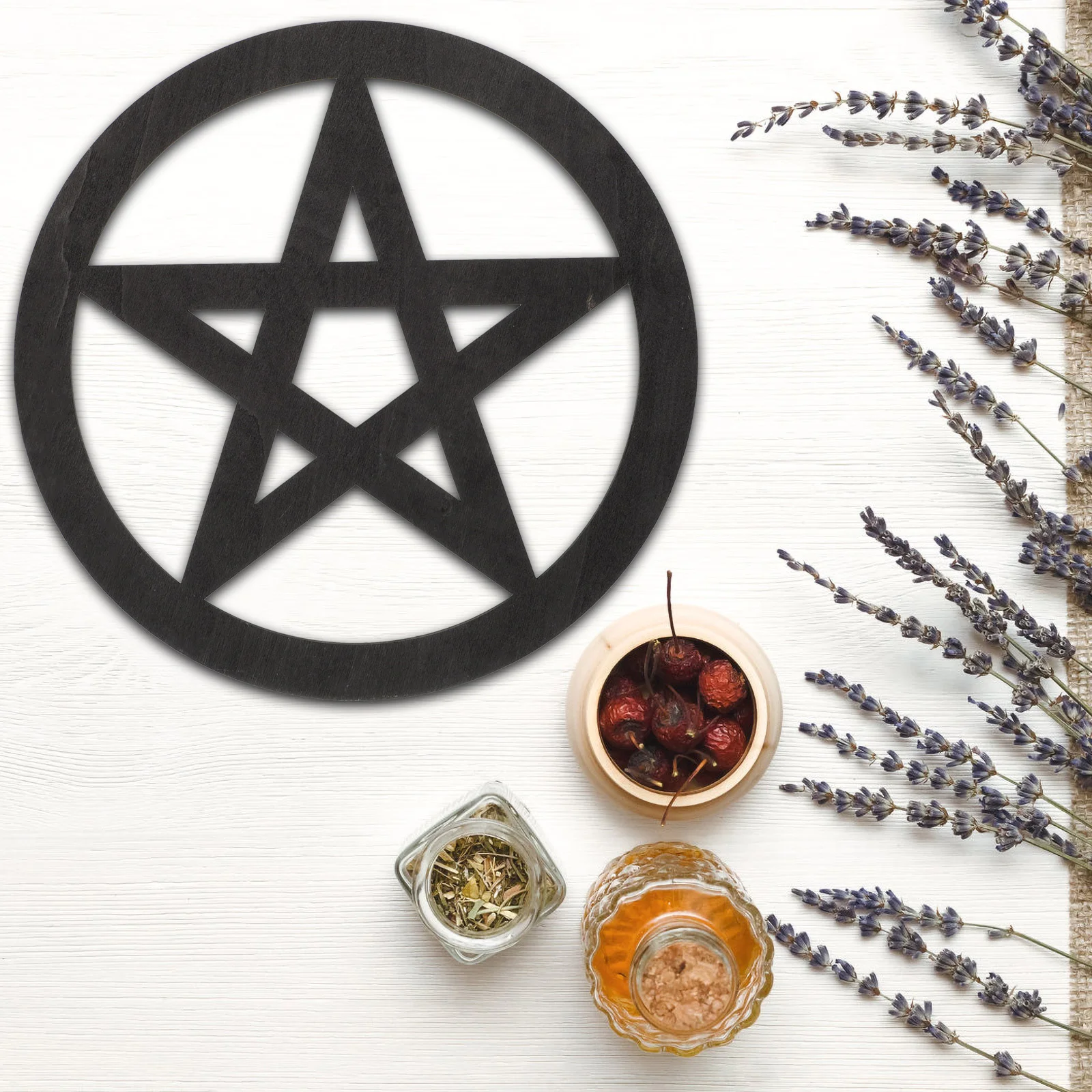 Украшение пентаграммы алтарь ритуальные украшения деревянная резьба пентакль