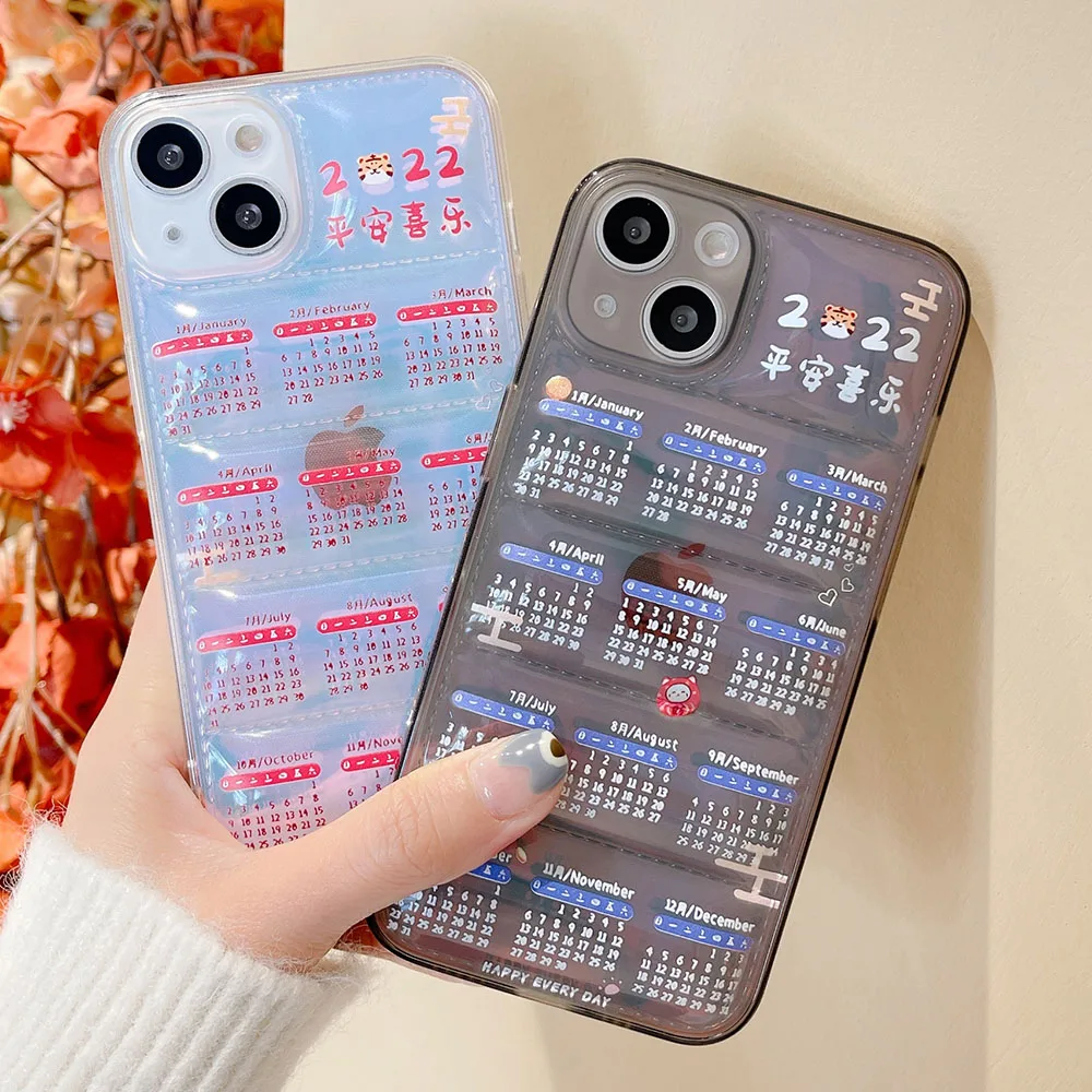 

Чехол для телефона с календарем 2022 для iPhone 11, чехол для iPhone 12 13 Pro Max X Xs Max 7 8 Plus, пуховая куртка, Мягкий Силиконовый противоударный чехол