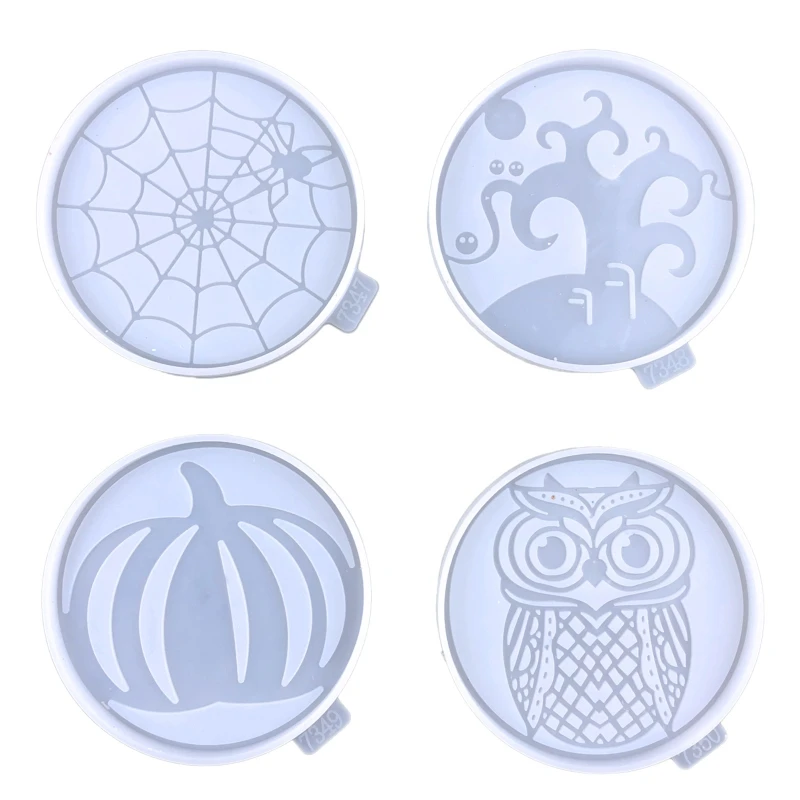 

Diy Round Spider Web Owl Pumpkin Coaster Coffee Pad Tea Tray Silicone Mold