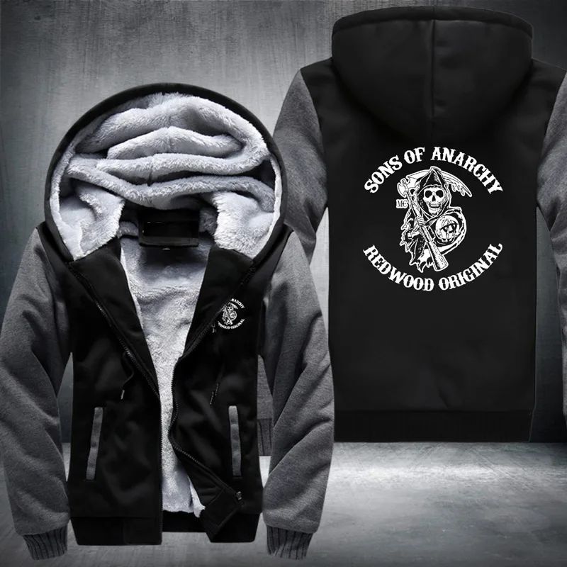 

Men's Cotton Warm Hoodies Casual Sweatshirt Male Thicken Coats Sweatshirt Top Hoodie Size S-5XL SONS OF ANARCHY Winter Jacket