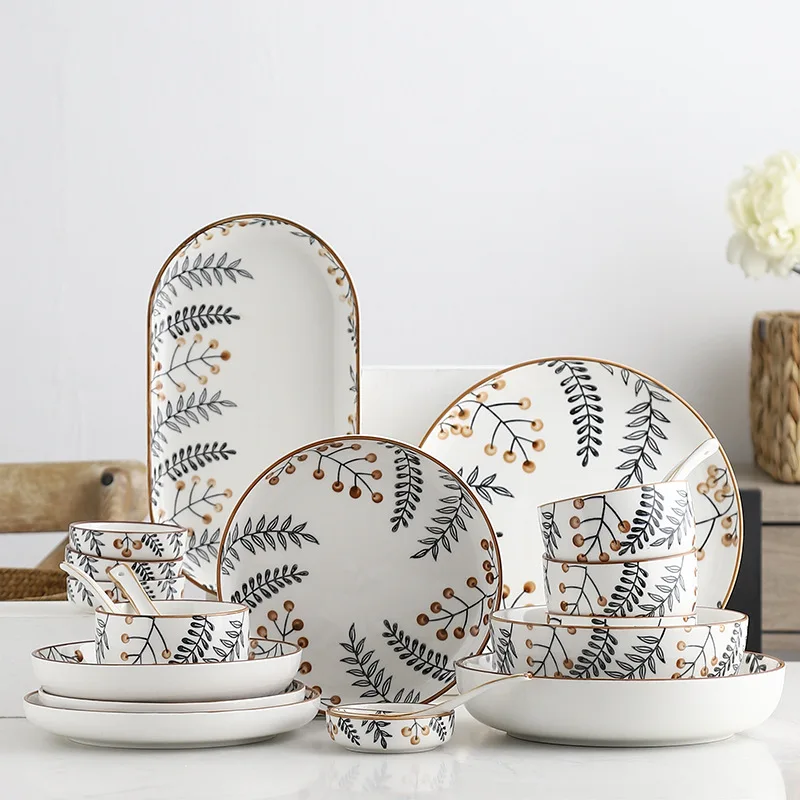 

Изысканная керамическая тарелка с ручной росписью в скандинавском стиле креативная фарфоровая миска тарелка для супа Бытовая Посуда