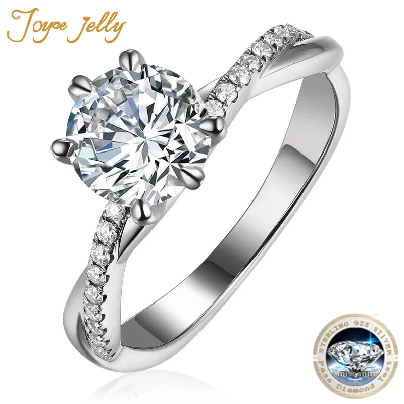 

JoyceJelly Classic 925 sterling silver Ring With D Color 6.5mm Moissanite Gemstones Women Engagement Wedding Party Gift