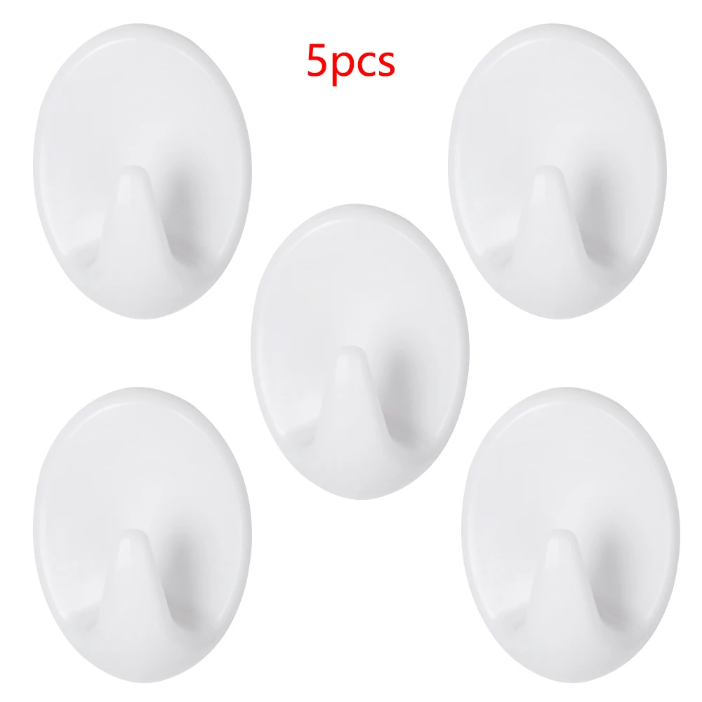 

5Pcs White Wall Hooks Hangers Self Adhesive Door Wall Hangers Hooks Suction Heavy Load Rack for Kitchen Bathroom Accessories
