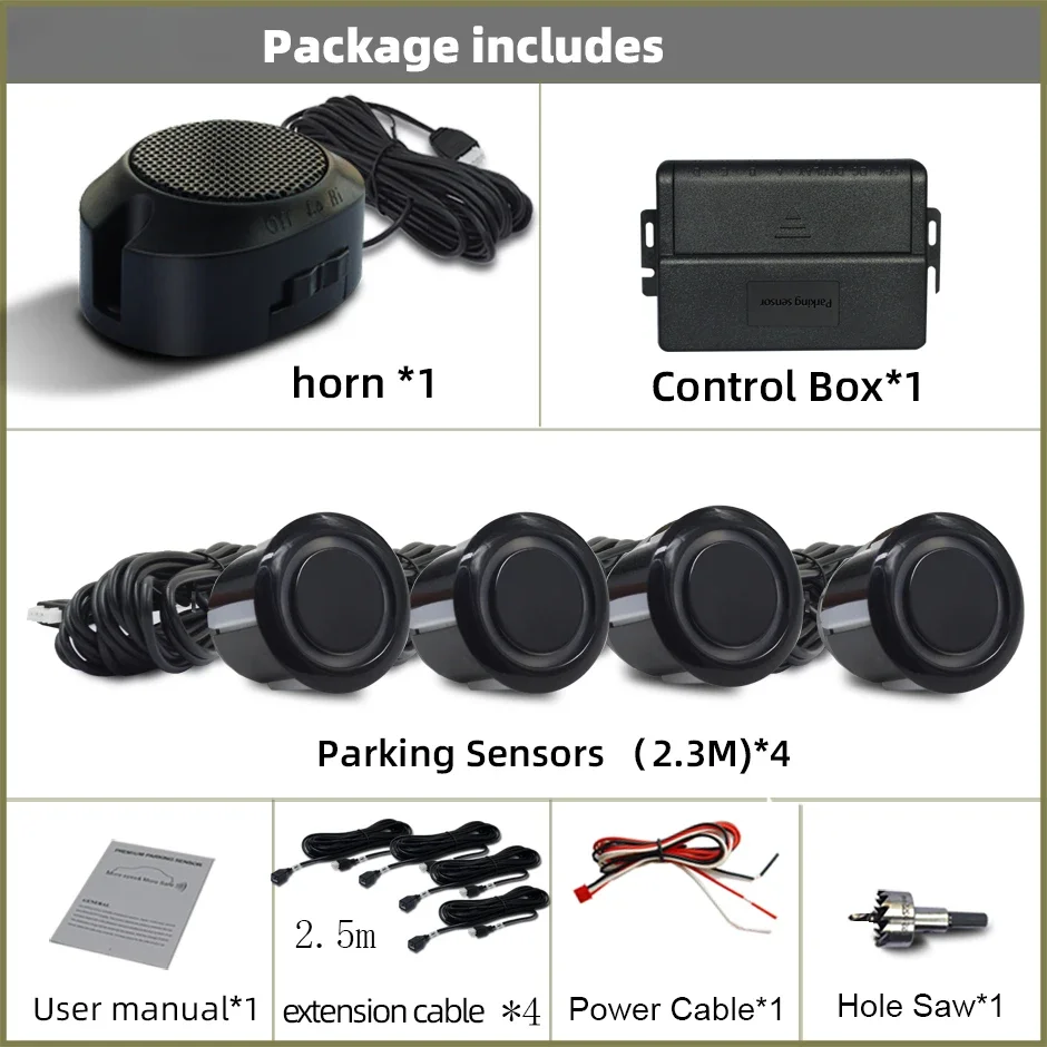 

Профессиональный комплект датчиков парковки, парктроник для передней панели автомобиля, с зуммером, регулировкой громкости