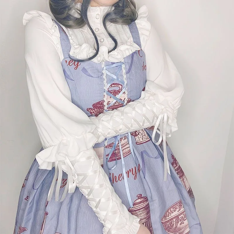 Женская винтажная блузка с оборками Готическая кружевная в викторианском стиле