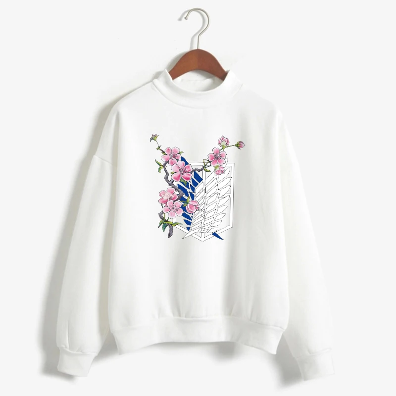 

Hot Anime clothes Women's Hoodies Casual Fleece Turtleneck Attack on Titan Shield y2k Harajuku pretty Sweatshirts Print Crative
