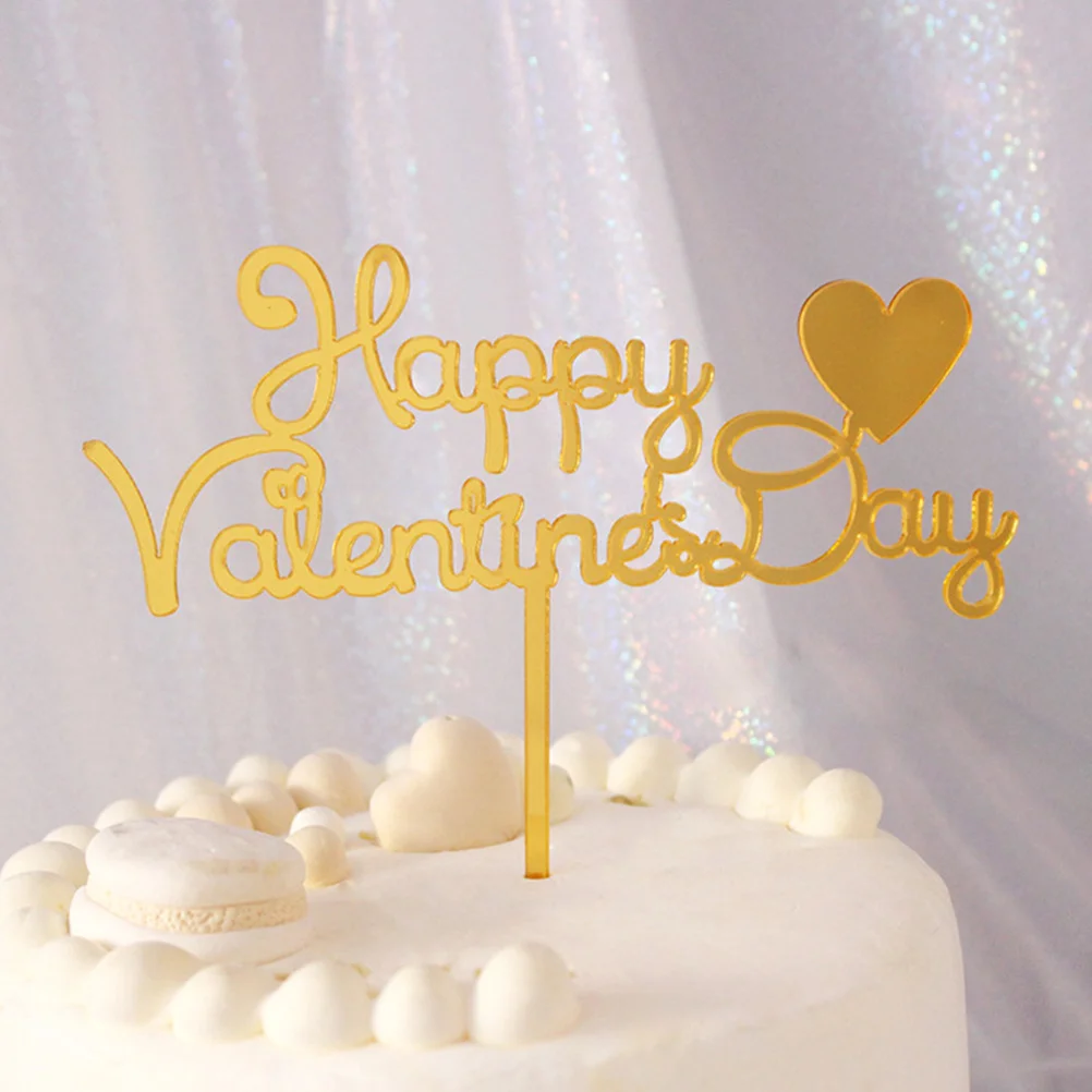 

5 pcs/Set Valentines Day Novelty Golden Cake Picks Cupcake Decor for Wedding