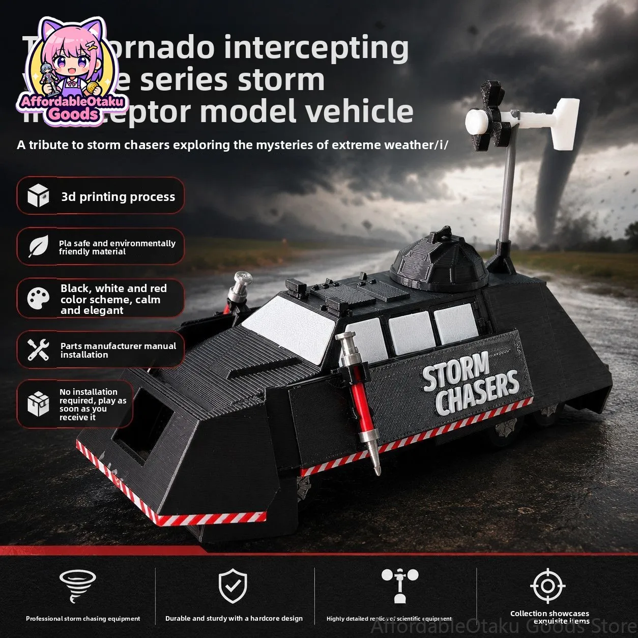 Фото TIV-2 Tornado Intercept Vehicle Deployable Upgrade Ver. Статичная неподвижная модель-конструктор для наблюдения за штормами, креативный настольный декор, подарок №3