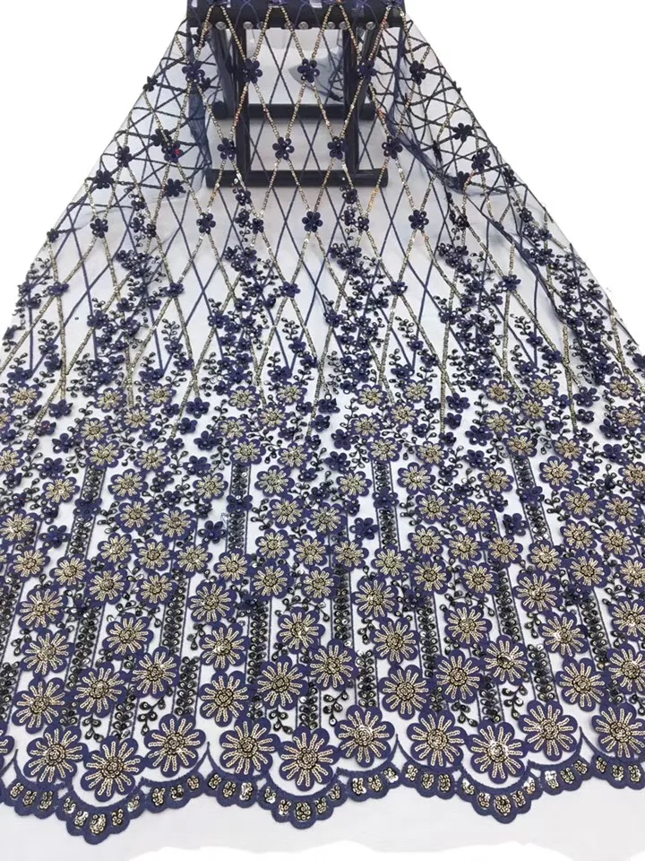 

Latest Beaded Lace 2021 Fashion African Lace Fabric Tulle African French Lace Fabric High Quality Nigerian Fabrics RF76