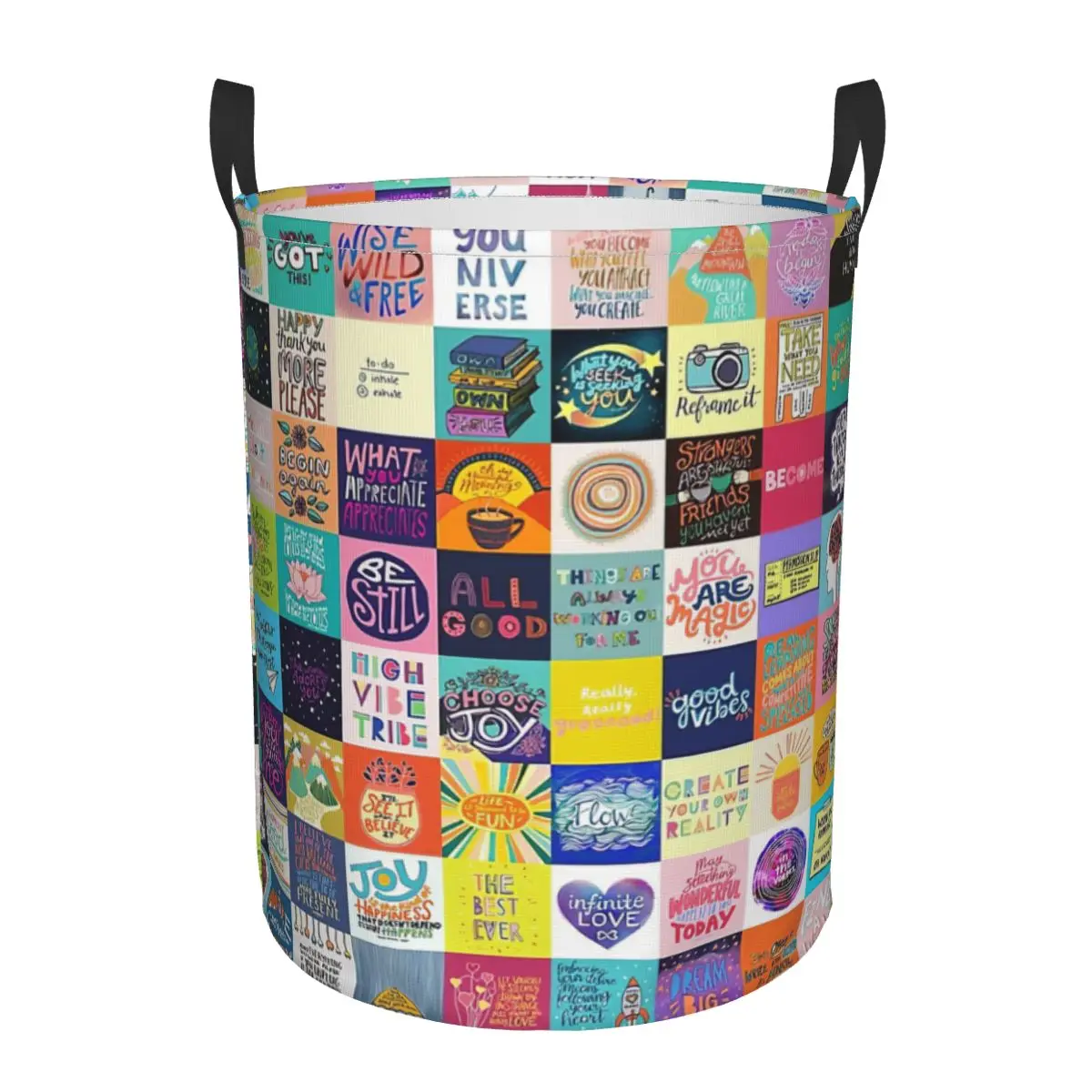 

Positivity Patchwork Dirty Laundry Basket Waterproof Home Organizer Basket Clothing Kids Toy Storage Basket