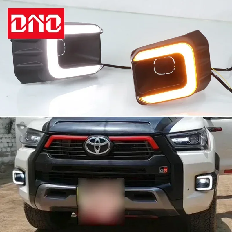 Дневные ходовые огни для Toyota Hilux Revo Recco 2020 2021 желтые Автомобильные дневные