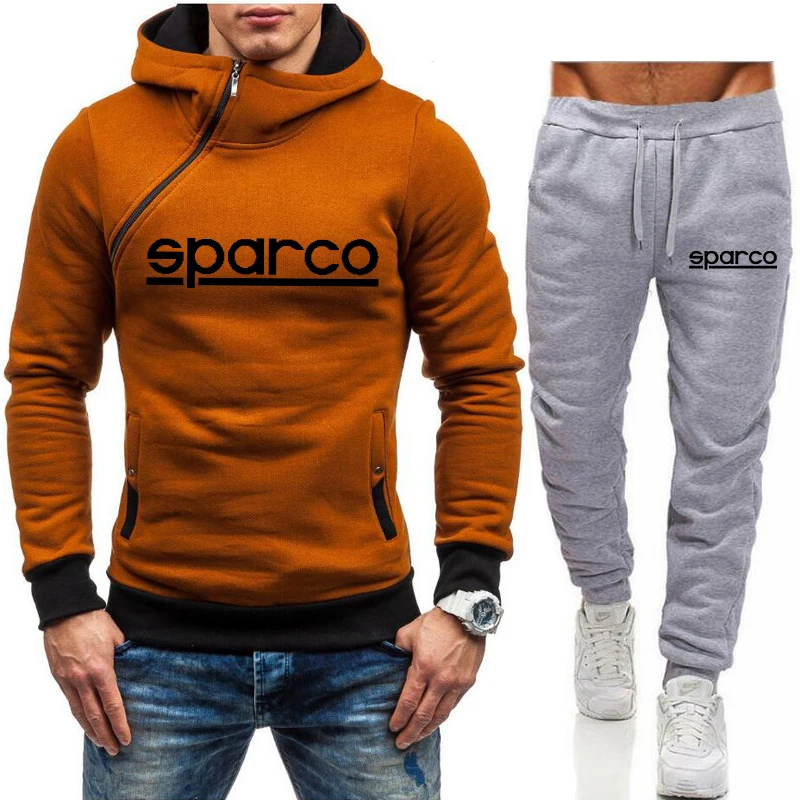 

SPARCO New hoodie men's autumn and winter casual sports suit long-sleeved men's hoodie sweater slim fit oblique zipper sweater