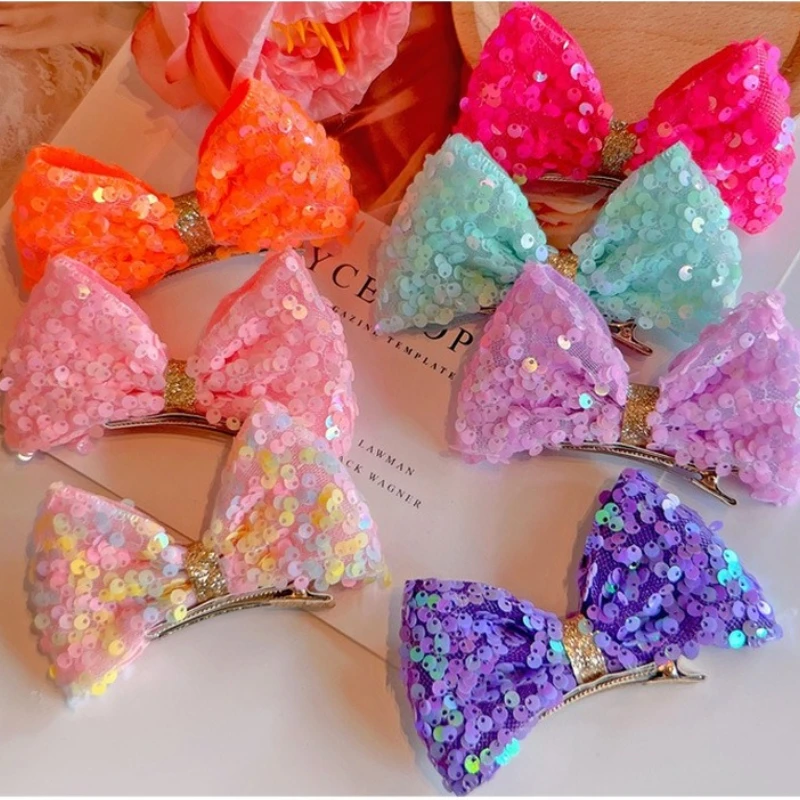 

Cute Glitter Mermaid Sequins Scales Hair Clips Boutique Hair Bows Side Clips Women Hairpins Kids Hair Accessories