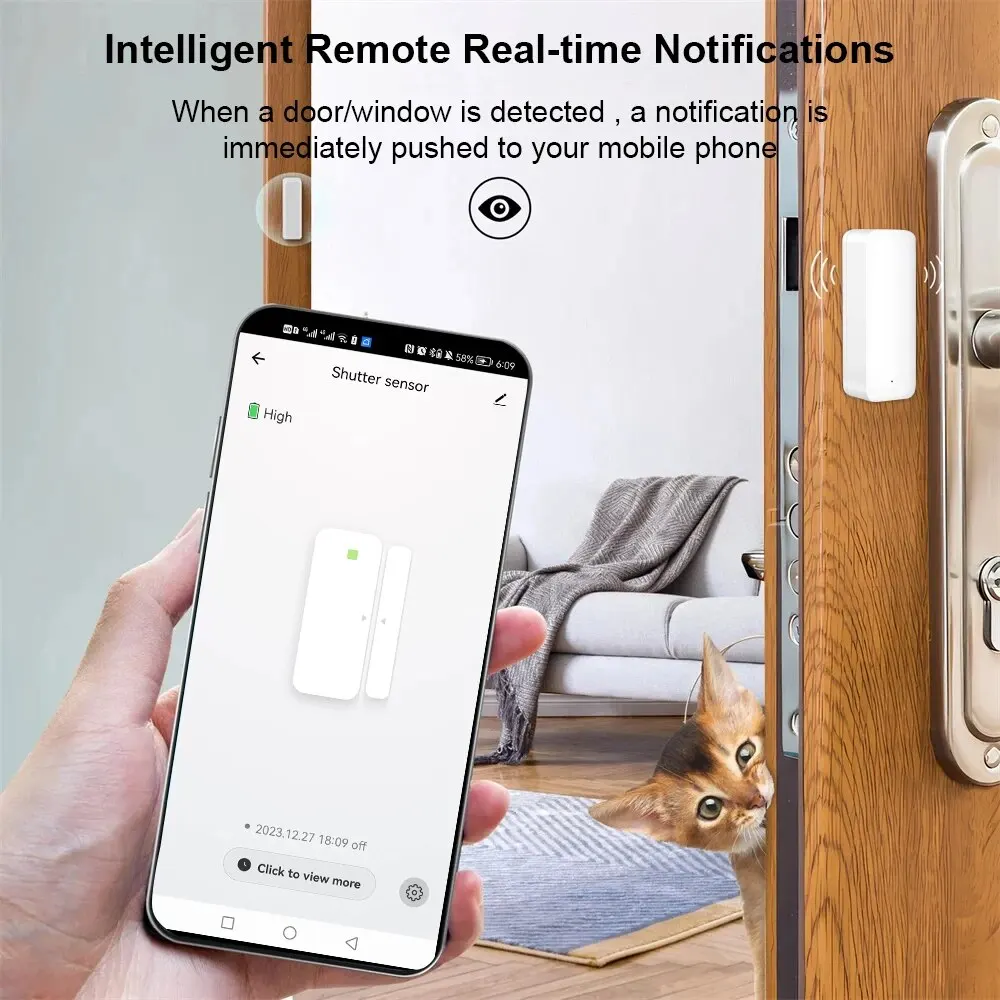 Смарт-датчик двери Tuya Wi-Fi с голосовым управлением