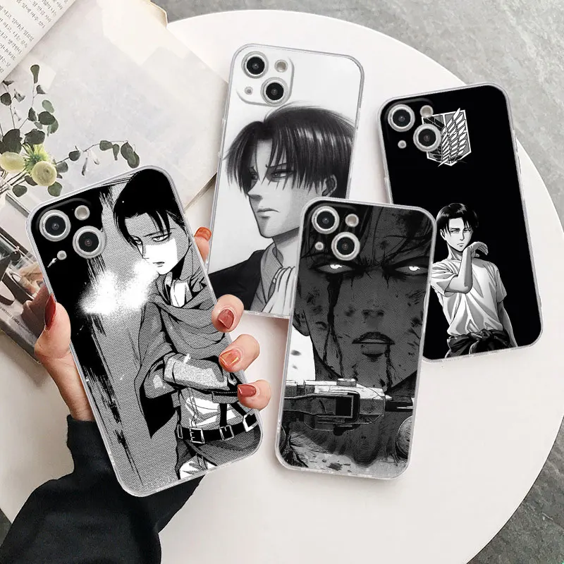 

Phone Case For Apple iPhone 14 13 12 11 Pro max XS XR X 7 8 6 mini Plus SE 2020 Clear Fundas Soft Cover Levi Ackerman Titan