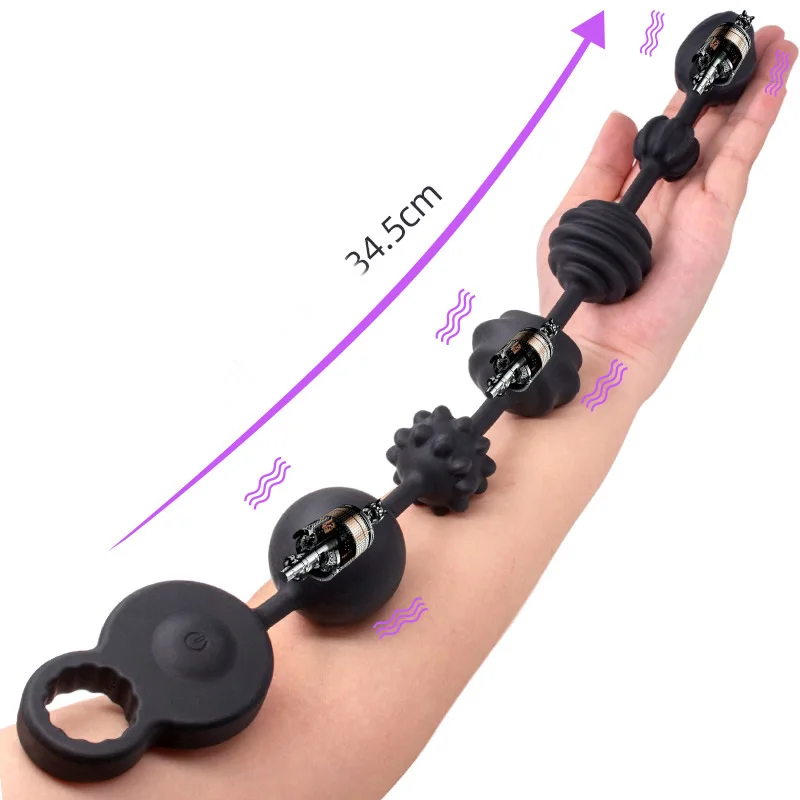 Powerful Vibrators Anal Beads Silicone Prostate Massager Super Long Butt Plug Soft Deep Vibration Exercise Plug Adult Products