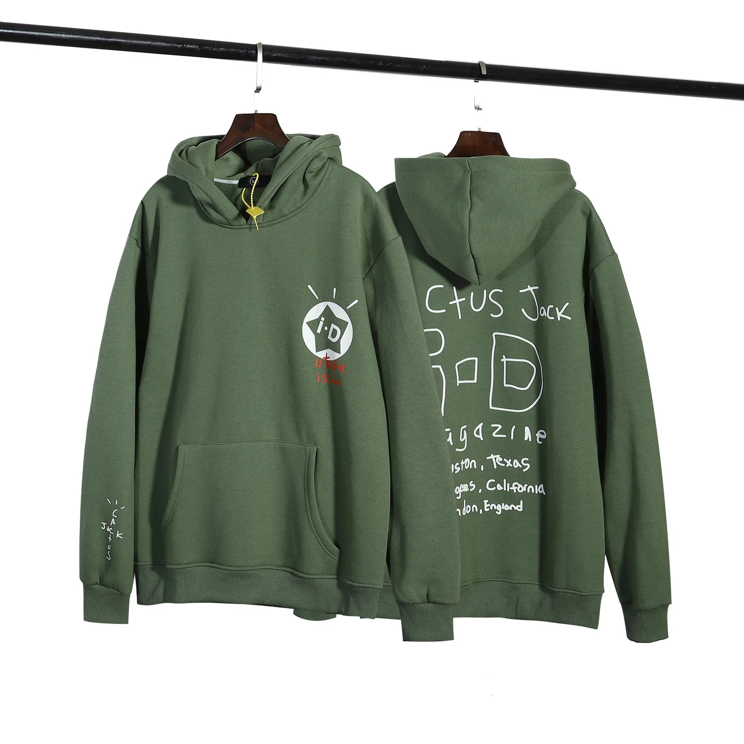 

Autumn Winter Cotton Dark Green Plush Hoodie Men Women Harajuku Loose Couple Sweatshirt Top Coat