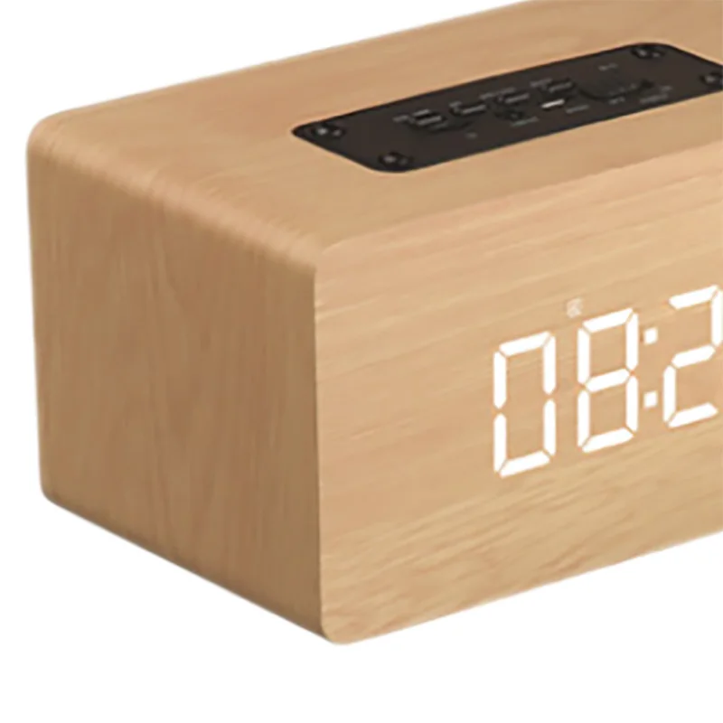 Деревянный Bluetooth-динамик будильник Hi-Fi объемный звук многофункциональный
