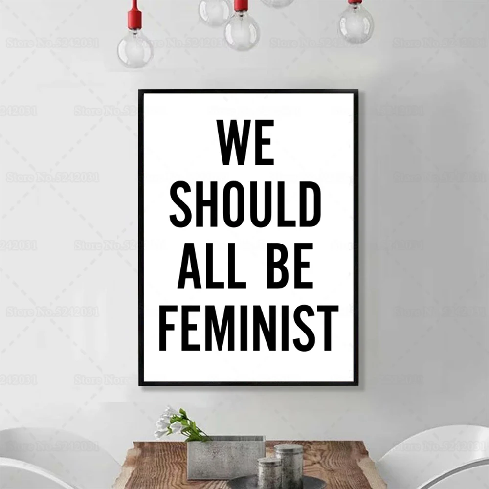 Мы все должны быть феминистским холстом, картина девушки Power Феминистская, настенный художественный плакат для украшения дома Мы все должны быть феминистским холстом, картина девушки Power Феминистская, настенный художественный плакат для украшения дома