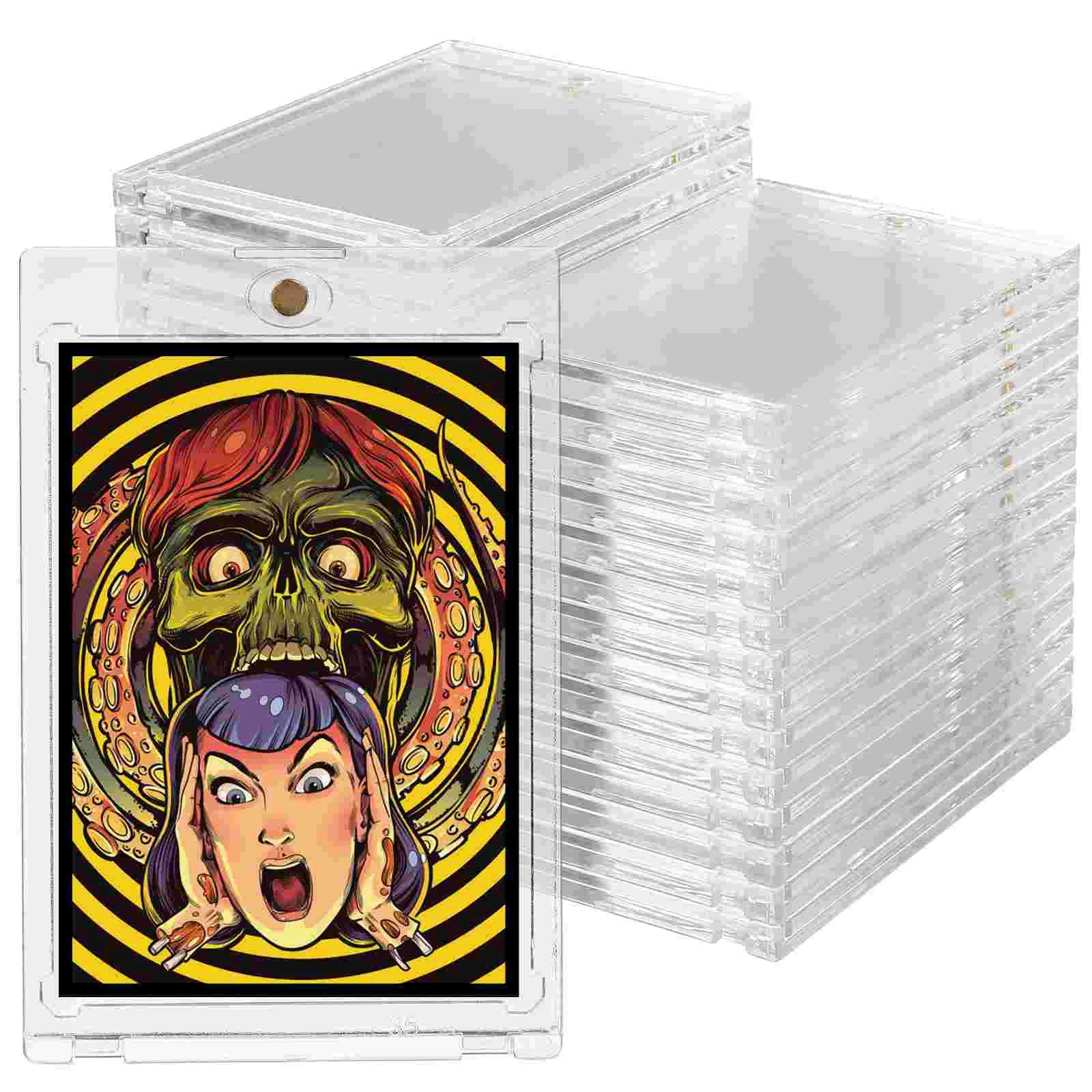 

30 Pcs Card Protectors Cases Sports Cards Baseball Trading Holder Magnetic Clip Plastic