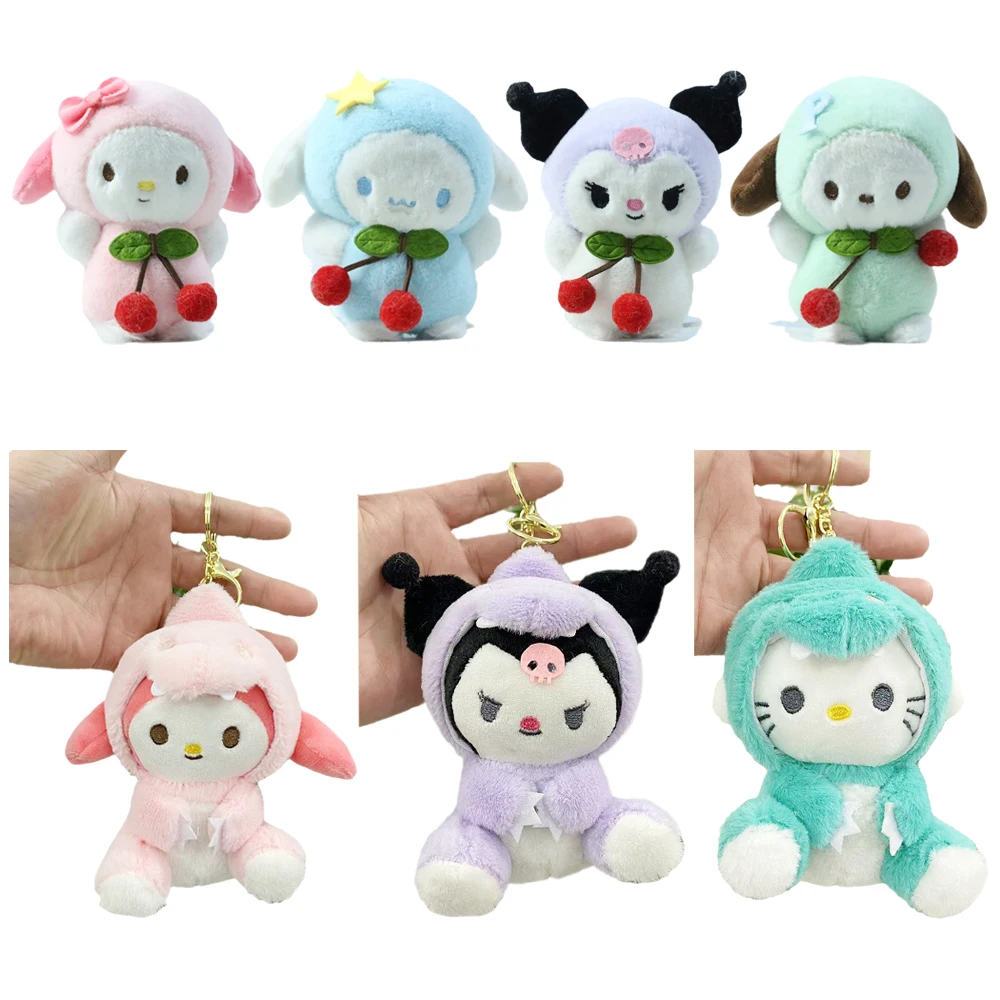 

Sanrios Anime Plushie Kuromi My Melody Cinnamoroll Hellokittys Pompom Pochacco Plush Doll Key Buckle Pendant Bag Decorate