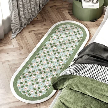 Oval Geometric Carpet for Living Room Kids Bedroom Plaid Bedside Rugs Non-Slip Thick Soft Area Rugs Home Kitchen Long Floor Mat