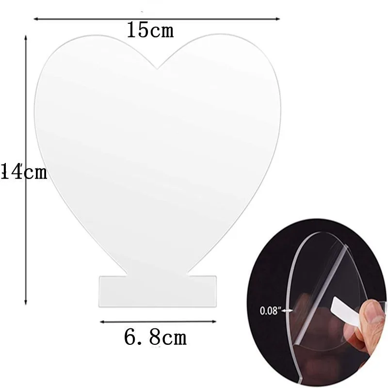 

5/10/20/30PCS Acrylic Clear LED Light Base Sign DIY Display Project Heart Shape Painting Creative Supplies