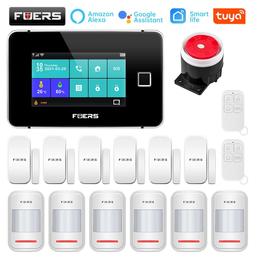 

Комплект охранной сигнализации FUERS, Wi-Fi, GSM, сенсорный экран, 433 МГц