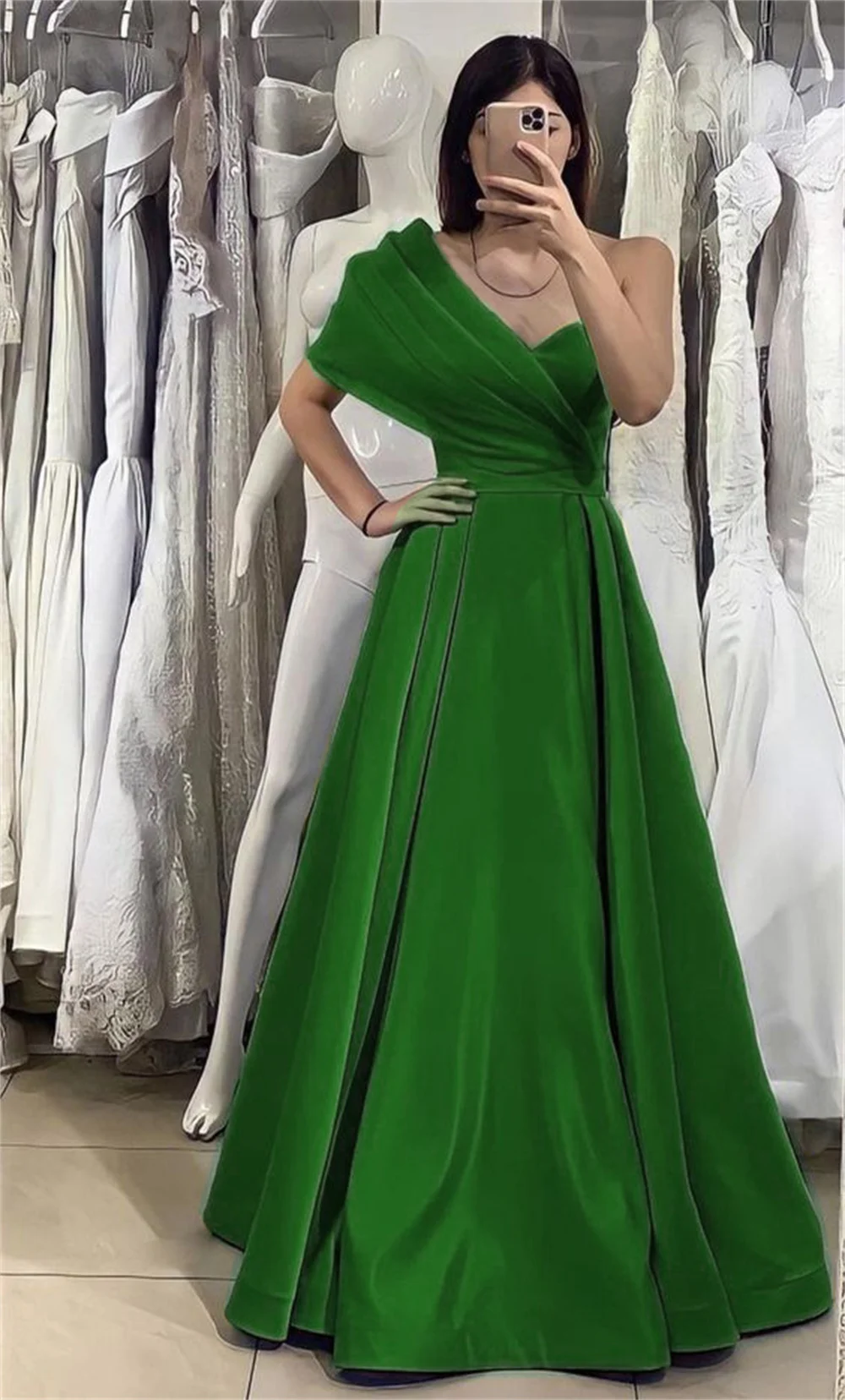 Women Vintage Evening Dress Sexy One Shoulder Short Sleeve Formal Dress Elegant Swing A-Line Maxi Party Dresses Vestido