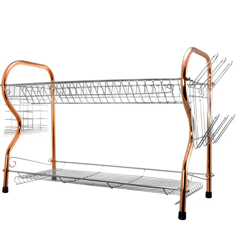 

2-Tier 22 in. Chrome Plated Dish Rack in Copper