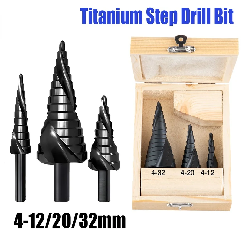 

1pc4-12 4-20 4-32mm HSS Cobalt Step Drill Bit Set Nitrogen High Speed Steel Spiral for Metal Cone Triangle Shank Hole MetalDrill