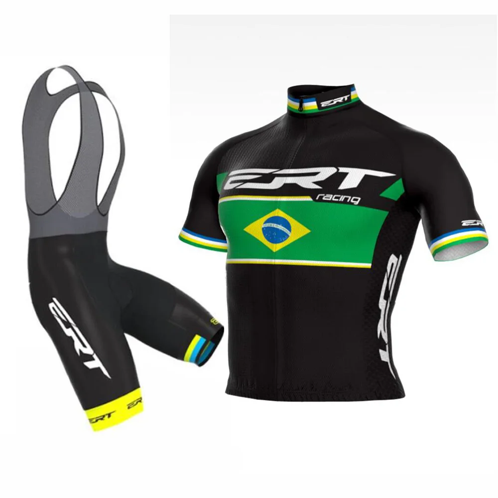 

Summer Team ERT Cycling Jerseys 20D Bib Set MTB Brazil Bicycle Clothing Ropa Ciclismo Bike Wear Men's Short Maillot Culotte Suit