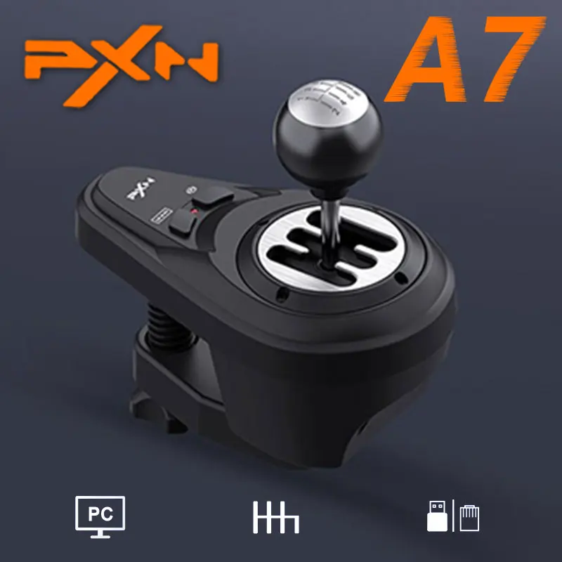 Фото Pxn A7 Racing Wheel Геймпад 6 + 1 H-образная Форма 2 Кнопки Пресс-механизм Plug-play Задний Редуктор Для Игрового Руля Пк №1