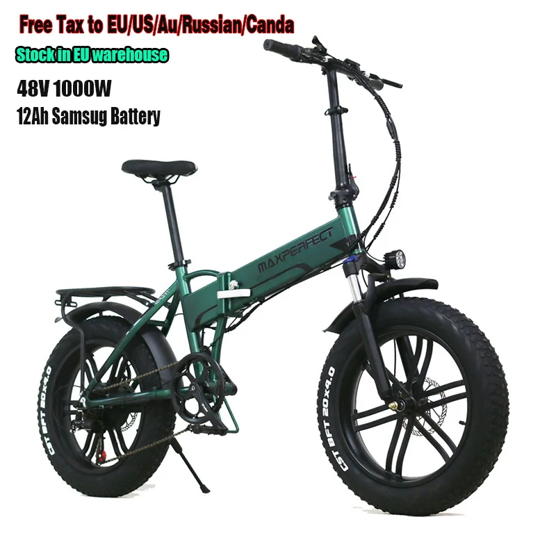 

Electric Folding Fat Bike 48V1000W Samsung Battery 4.0 inch Fat Tires Portable Men's Women's E-bike Mountain Snow Beach Bike