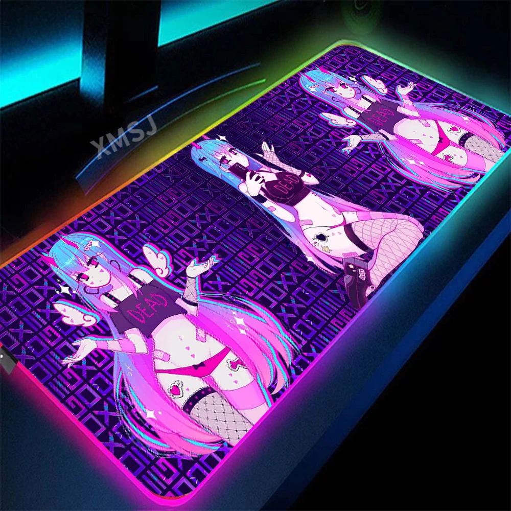 

Moneko Girl RGB Anime Mouse Pad Laptop Keyboard Mats LED Gaming Accessories Gabinete Gamer Tapis De Souris Xxl Kawaii Desk Mat