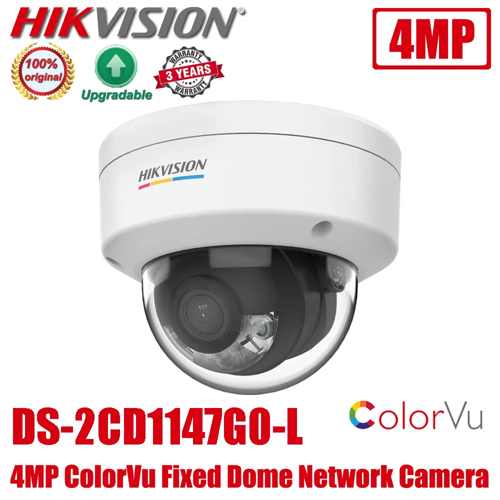 

Оригинальный Hikvision DS-2CD1147G0-L 4MP POE H.265 + IP67 IK08 цветная купольная сетевая камера с дополнительной фотографией