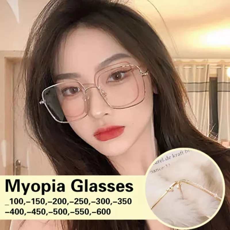 

Очки для чтения с защитой от синего света женские очки для близорукости модные уличные очки с металлической оправой от 0 до-6,0