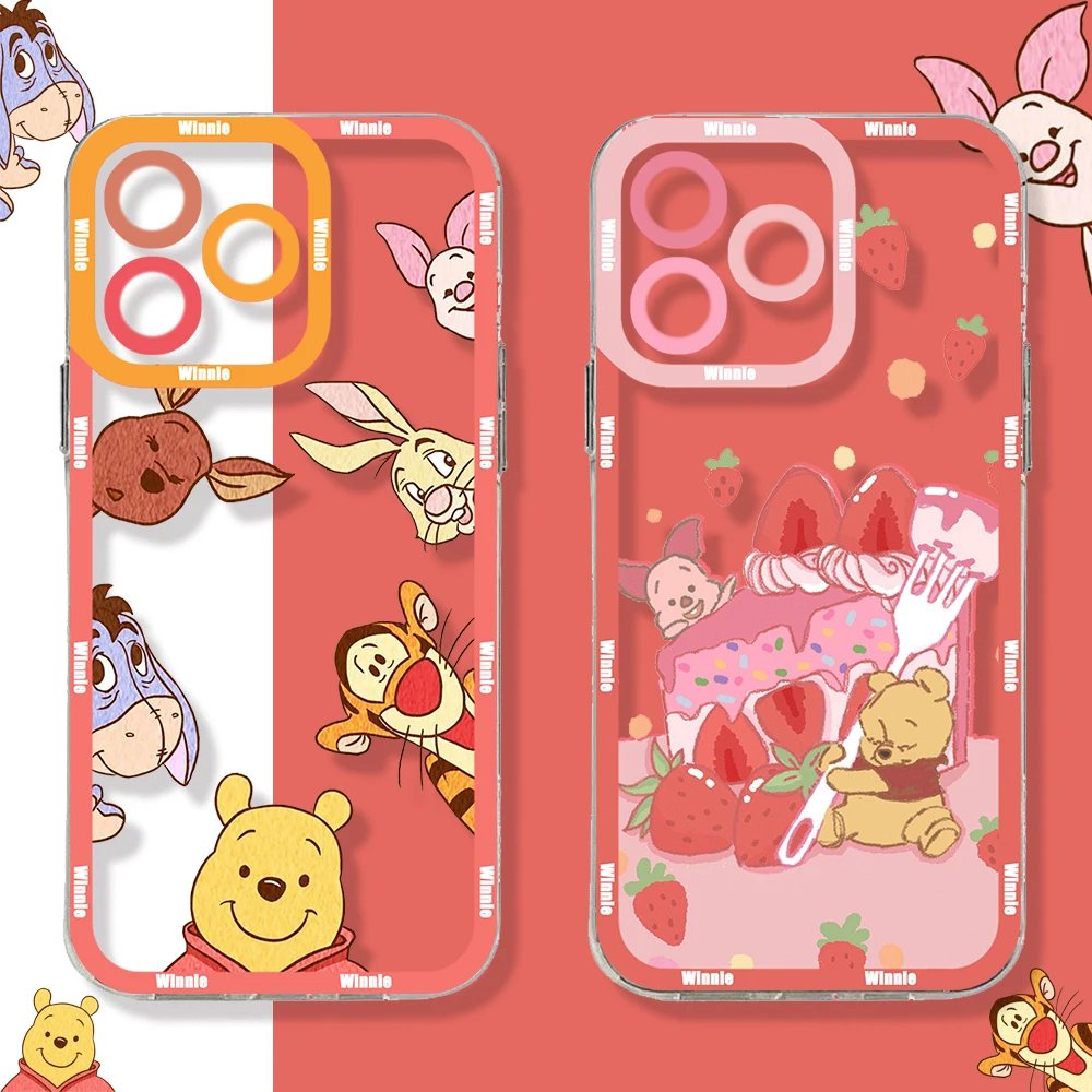 

Disney Pooh Winnie Phone Case For iPhone 14 13 12 Mini 11 Pro Max X XR XS 7 8 SE 2020 Plus Soft Silicone Transparent Cover
