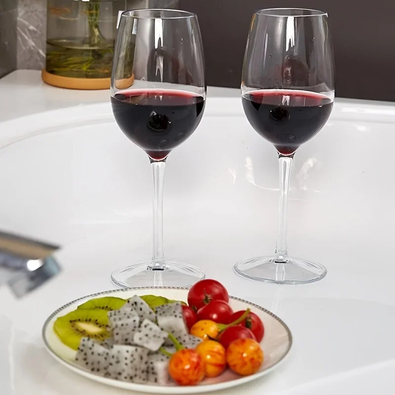 2pcs 4pcs 360ml Unbreakable Burgundy Wine Glasses Tritan Plastic Glassware for Outdoor Wedding and Celebration Drinking